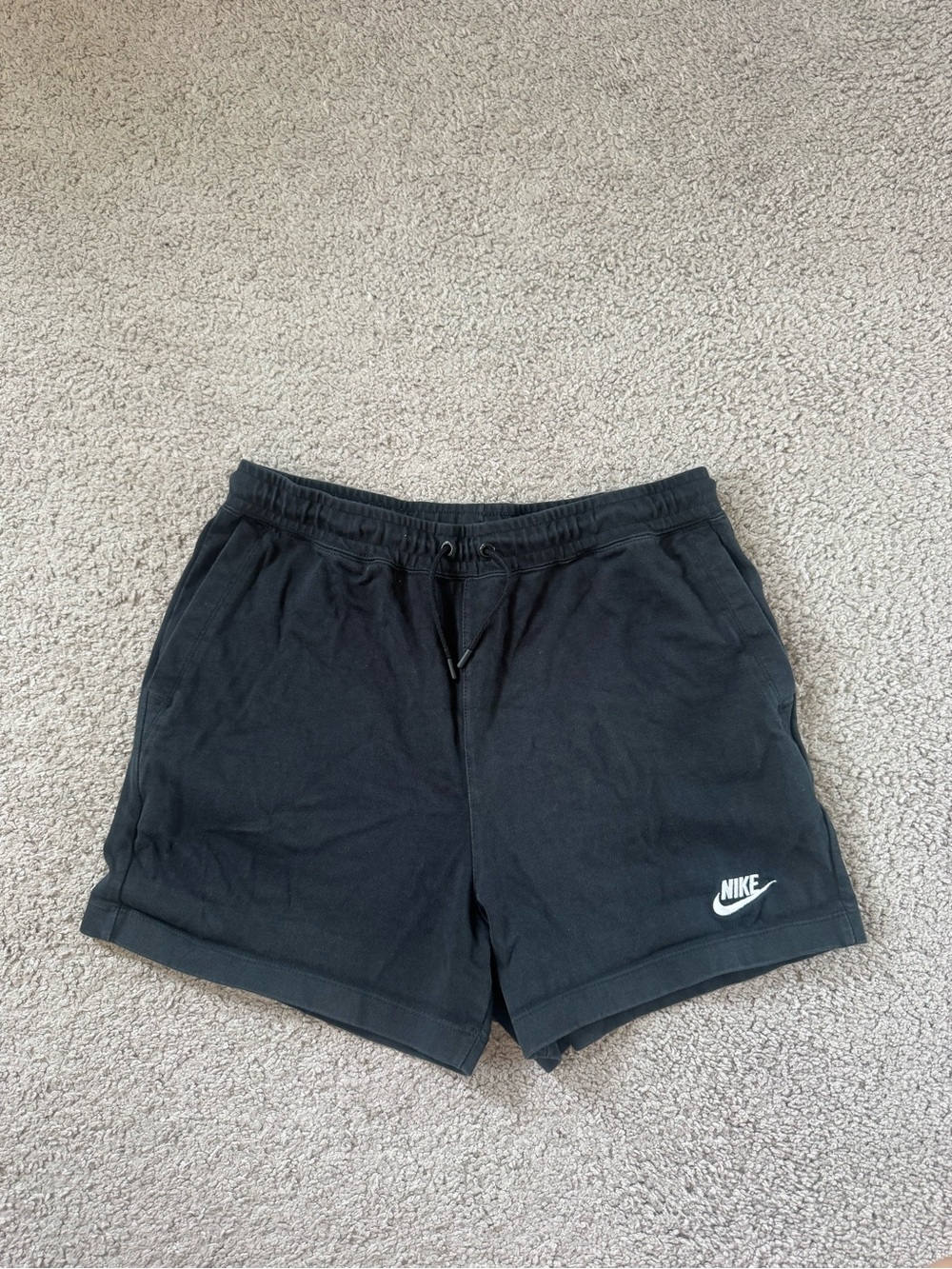 Nike Black Athletic Men's Shorts with White Logo